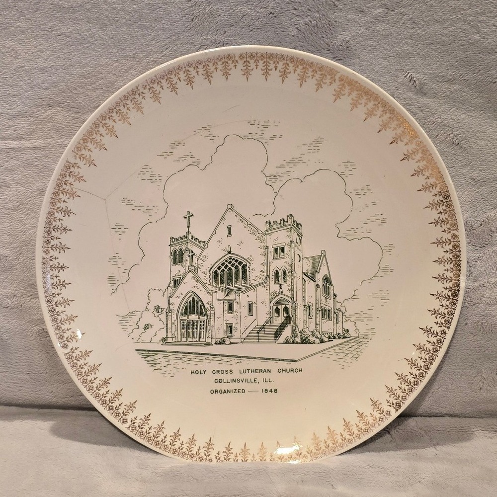 Vtg 1950 Holy Cross Lutheran Church Collinsville IL Plate Homer Laughlin 10.25"